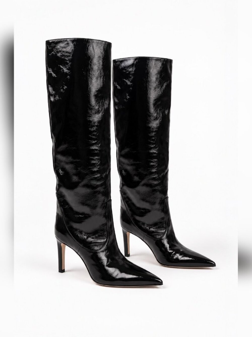 Jimmy Choo Mavis 85 Black Patent Leather Knee-High Boots